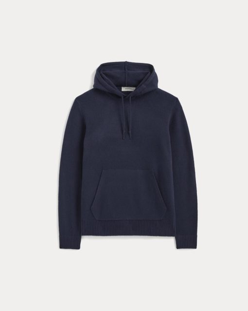 Alternative view of The Felted Merino Hoodie | Deep Navy