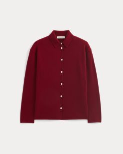 Alternative view of Cashmere Button-Up Shirt | Berry Red