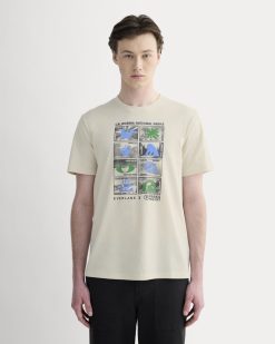 The Everlane x Parks Project Essential Organic Crew | Forged Iron / Birch / Granada Sky Blue / Green