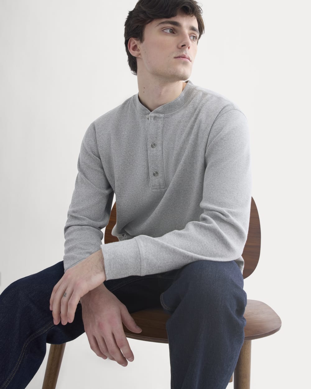Vintage Rib Henley | Vintage Heather Grey - Image 4