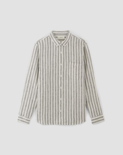 Alternative view of The Classic Shirt in Linen | Bone / Black