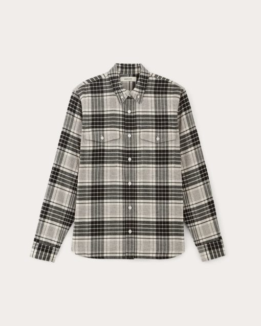 Alternative view of The Brushed Flannel Shirt | Light Heather Oat / Black