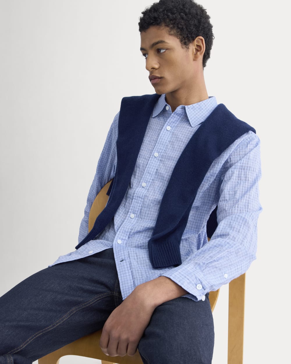 Textured Voile Button-Up Shirt | Open Air Plaid - Image 4