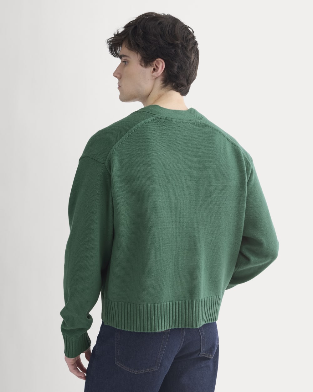 Cropped Cardigan in Everyday Cotton | Hunter Green - Image 5