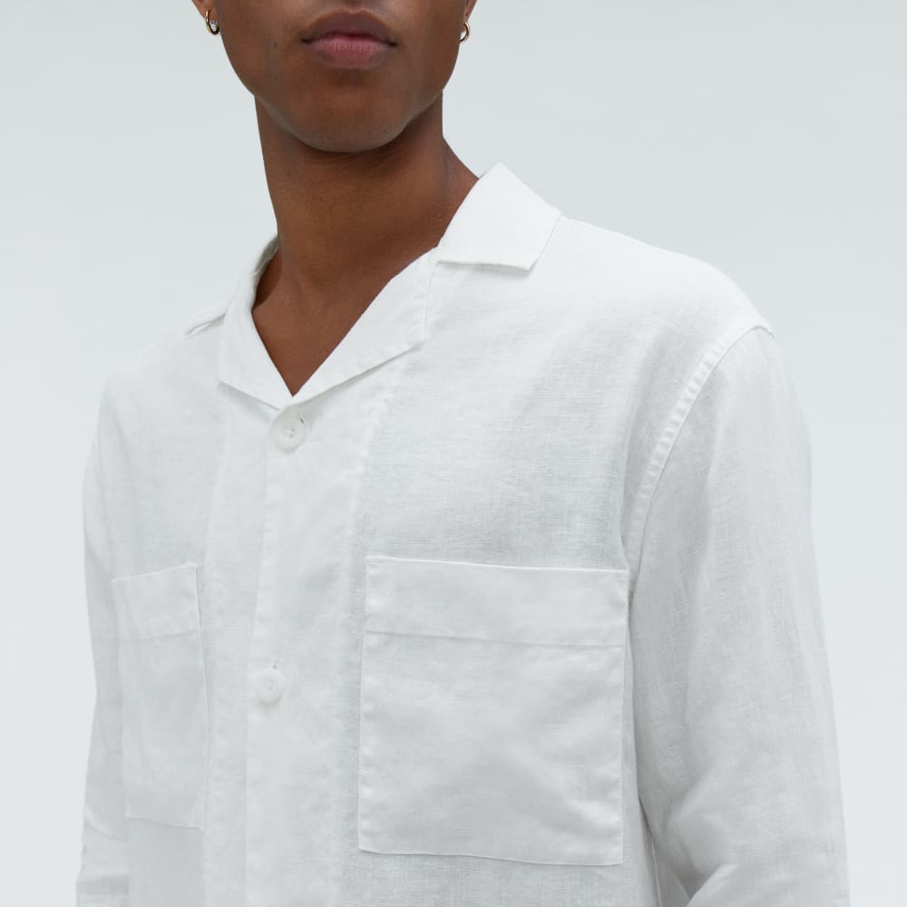 The Long Sleeve Linen Camp Shirt | White - Image 4
