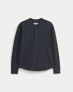 Alternative view of Thermal Henley in Cozy Waffle | Navy