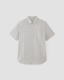 Alternative view of The Organic Short Sleeve Oxford Shirt | Charcoal / White