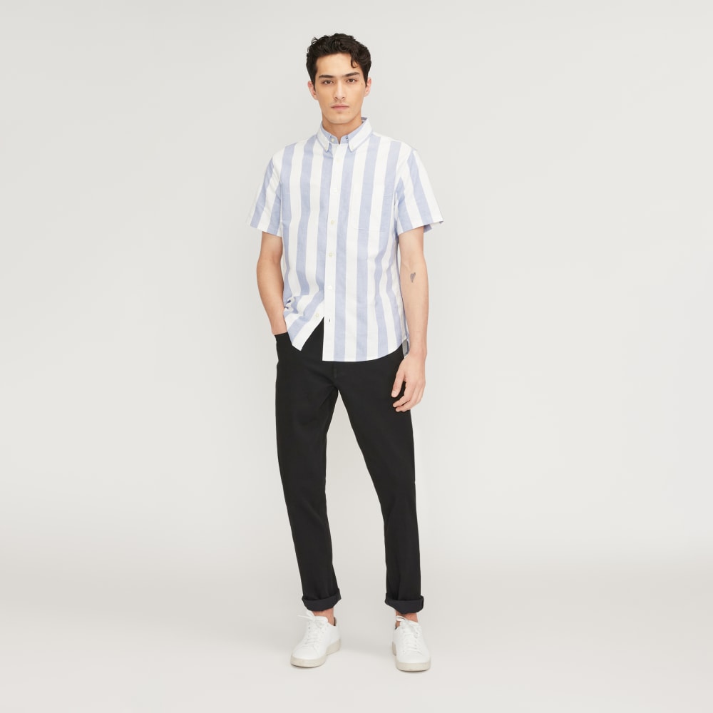 The Organic Short Sleeve Oxford Shirt | Mazarine Blue / Bone - Image 6